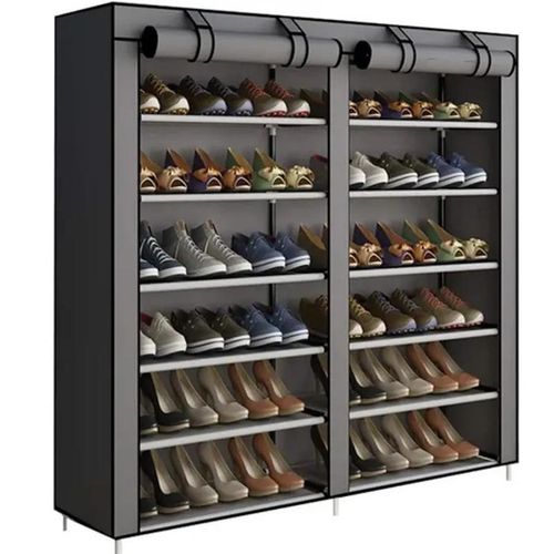 CYFAZA Shoe Rack Organizer Space for 36 Pairs 6 Tiers Double Column Dust-proof & Stainless Steel Grey